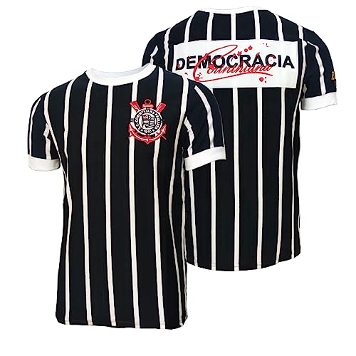 Camisa Corinthians Retro 1982 Democracia - Masculino Tamanho:M;Cor:Preto/Branco