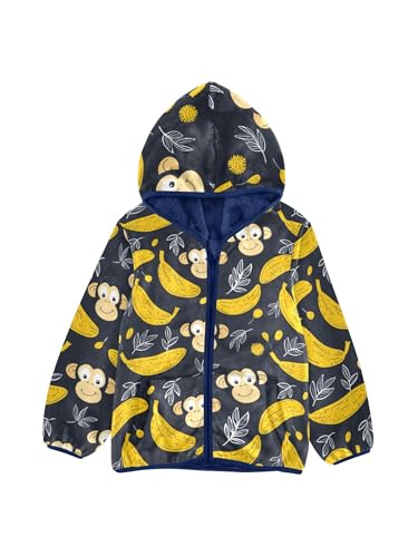 Monkey Banana Girls Fleece Jacket Girls Fall Jacket Boys Coats Zip Up Hoodie Children Sherpa Warm Outerwear 2-10T