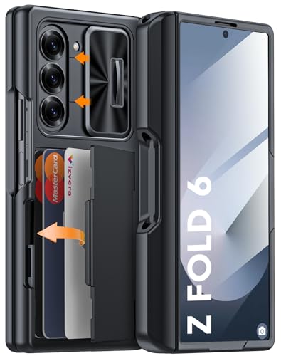Vizvera for Samsung Galaxy Z Fold 6 Case Wallet, RFID Cards Holder [S Pen Holder] [Camera Cover] Shockproof Silicone Protective Phone Case for Z Fold 6 2024-Black