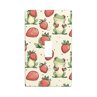 Cute Frog Strawberry Print Light Switch Cover Plate, 1- Gang Standard Size 4.5\" x 2.76\", Decorative Toggle Wall Plate Covers, Unbreakable Polycarbonate Thermoplastic