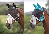 Shires Fine Mesh Fly Mask with Nose Fringe, Black, Cob
