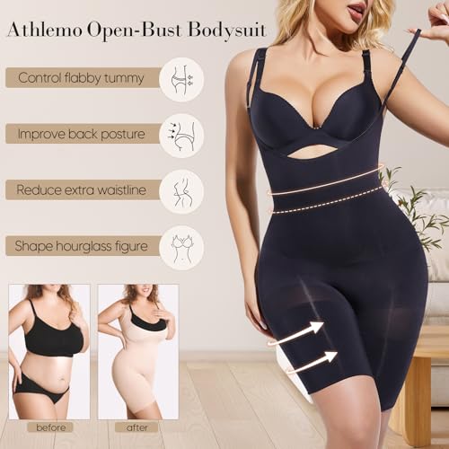 Open-Bust Mid-Thigh Bodysuit, Lightweight Body Shaper, Shapewear for Women4