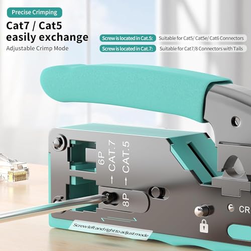 Image of XIKKART Tool Kit | Cat7 Crimping Tool | Passthrough RJ45, With Ethernet Network lan Cable Wire Stripper And Cutter Tool for Compatible with Connectors Cat5 Cat5e Cat6 Cat6A Cat7 and RJ11 RJ45 STP /UTP