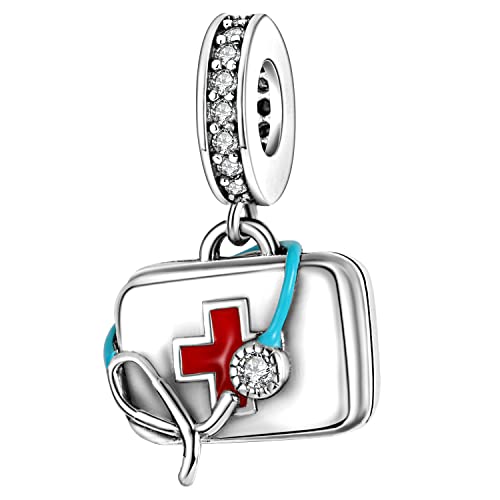 MULA Charms Abalorios Colgante de Cuentas Plata de Ley 925 con Circonita Cúbica Compatible con Europeo Pulsera Collar,Charms de Para Niña Mujer