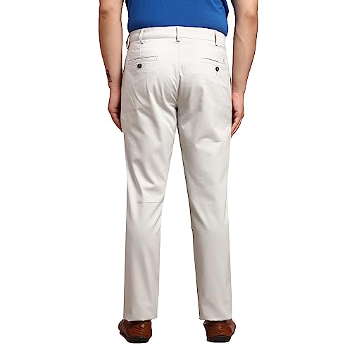 Image of Colorplus Men's Pure Cotton Solid Piece Dyed Pattern Contemporary Fit Flat Front Casual Trouser