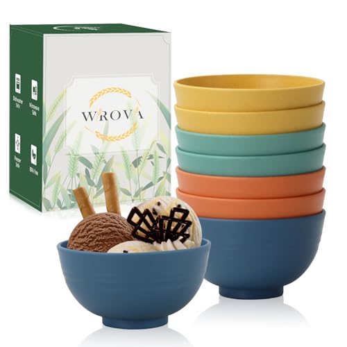 Wrova Kleine Schüsseln 280 ml | 8er-Set Unzerbrechliche Dessertschalen für die Küche – Mini-Schüsseln für Eis, Snacks und Obst – Mikrowellen- und spülmaschinenfeste Vorspeisenschalen – Mehrfarbig