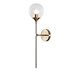 KCO Lighting Vanity Clear Bubble Glass Wall Lights Modern Globe Round Sconces Wall Lighting Brushed Brass Long Wall Sconce Mid Century Bar Bathroom Wall Lamp (Clear)
