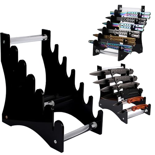 Image of WANLIAN knife stand,Knife display stand,Acrylic knife display case, collectible knife display stand, knife collection display stand, for pocket knife organizer& Display hut home decoration (Black)