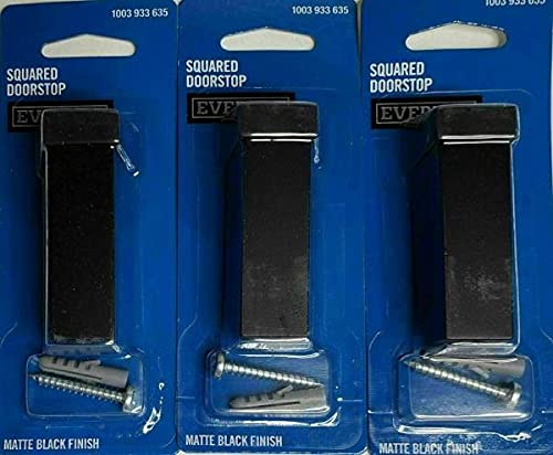 Everbilt Squared Doorstop - Matte Black - 3 Pack