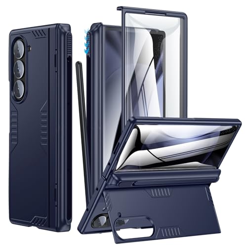 Étui Samsung Z Fold 6 antichoc bleu : housse fine de protection avec support induction