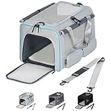 Cat, Dog Carrier for Pets up to 15 lbs, Soft-Sided Collapsible Pet Carrier with Upgraded Sturdy Base, Privacy Curtain and 2 Storage Bags, Cat Bag for Medium Cats and Small Dogs