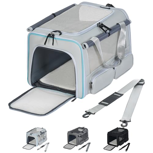 Cat, Dog Carrier for Pets up to 15 lbs, Soft-Sided Collapsible Pet Carrier with Upgraded Sturdy...