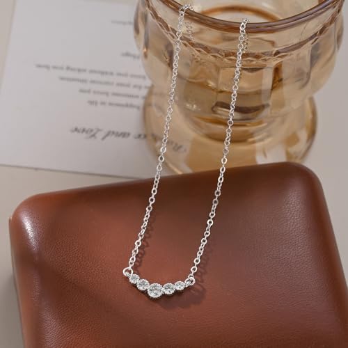 Image of Gold Silver Necklace for Women, Dainty Cubic Zirconia Pendant