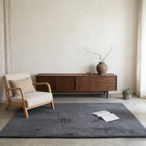 Tapis à poils courts gris de 100 x 330 cm pour couloir et salon moderne - 2
