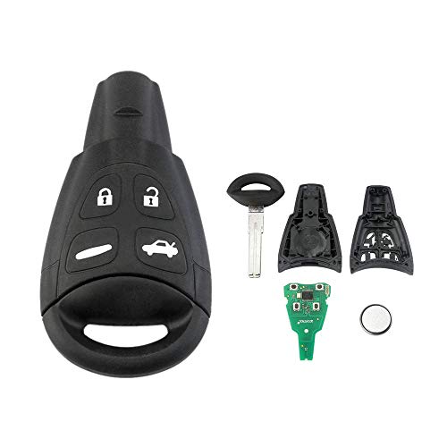433MHz Keyless Entry Remote for SAAB 9-3 9-5 2003-2010 Key Fob with Uncut Blade 4 Button