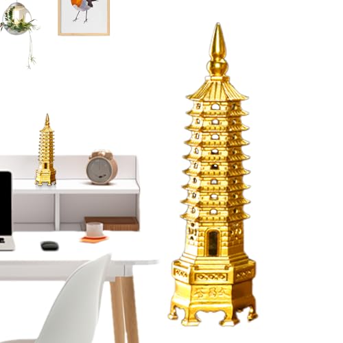 Vibhgtf Escultura de torre de latón – Figuras de torre de metal | Decoración de mesa con símbolo potente para estudio, dormitorio, sala de estar, área de trabajo y sala de reuniones
