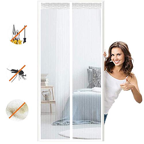 Preisvergleich Produktbild Magnet Fliegengitter Türinsektenschutz Automatisch Verschließen fliegengitter schiebetür ohne Bohren für Balkontür Wohnzimmer Terrassentür-White B / / 135x200cm(53x78inch)