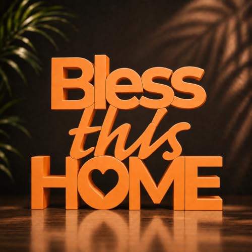 Image of Mad Masters Bless This Home Vastu Desk Decor - Aesthetic Table, Shelf & Wall Showpiece for Home Office, Business. Blessing & Friendly Gifting, Burnt Orange (20.3 x 16 x 2.5 cm)