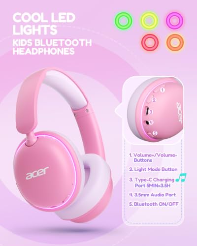 Acer OHR727 Kids Bluetooth Headphones Travel, Over‑Ear Comfort Design - image 8