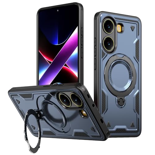 Image of YUWOO Back Cover for Poco X7 Pro 5G | Case with 360 Spin Magnetic Stand | Compatible with Magsafe |Military Protection|Built-in Ring Holder|