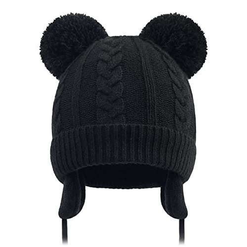 Image of Duoyeree Toddler Winter Hat with Earflap Scarf Hood Thick Warm Kids Skull Cap for Baby Girls Boys