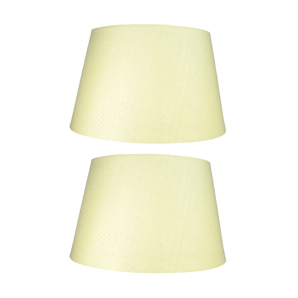 Britalia 2 Pack - Cream 14" Cotton Tapered Drum Vintage Lampshade with Reversible Gimble & Shade Reducing Ring to Fit All Types of Lampholders - Rolled Edges - Hard Lined - Sold in Pairs