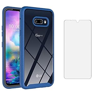 Phone Case for LG G8X ThinQ V50S Thin Q with Tempered Glass Screen Protector Clear Cover and Slim TPU Bumper Hybrid Hard…