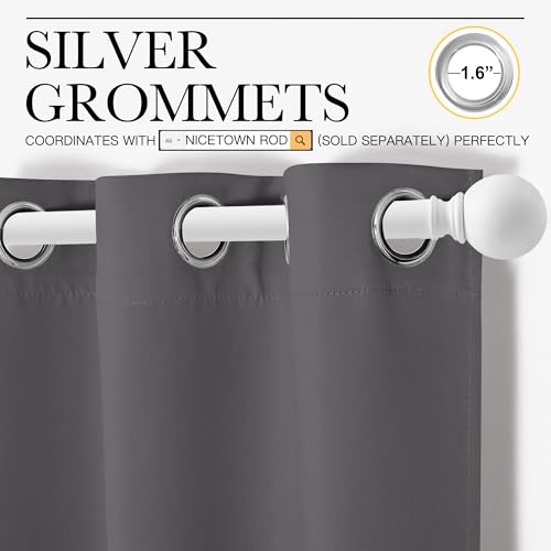 Image of NICETOWN Thermal Insulated Blackout Curtains - Grommet Top Window Treatment Drapes for Hall (2 Panels, W42 x L95 inches, Grey)