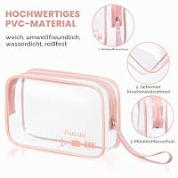 Aucuu Kulturtasche Transparent,2 Stück Kosmetiktasche Durchsichtig, wasserdichte PVC-Reise-Waschtaschen, TSA-zugelassene Make-up-Taschen, für Familie, Männer un Frauen – Ansicht 3