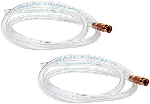 The Original Safety Siphon 6 Foot Hose For Gasoline And More - 1/2" Valve Siphon Pump (2 pack) - Use for Cars, Boats, Mowers - Self Priming Pump Transfers 3.5 Gallons per Minute - FDA Food Grade