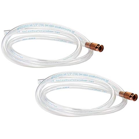 The Original Safety Siphon 6 Foot Hose For Gasoline And More - 1/2" Valve Siphon Pump (2 pack) - Use for Cars, Boats, Mowers - Self Priming Pump Transfers 3.5 Gallons per Minute - FDA Food Grade Cover