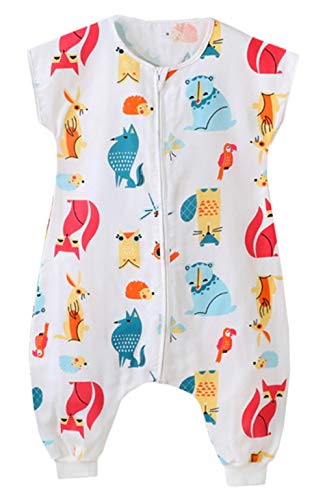 Bevalsa Unisex Baby Sommerschlafsack mit Beinen Kleine Kinder Schlafsack mit Füßen ohne àrmel Jumpsuit, Farbe 3, Etikett90/Koerpergroesse 95-105cm