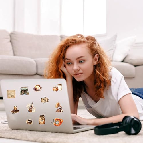 Image of 50 PCS Retro Coffee Stickers for Scrapbooking Journaling Junk Journal Scrapbook Supplies - Waterproof Transparent PET Aesthetic Decals for Resin Crafts Decorative Art Crafts (Retro-3)