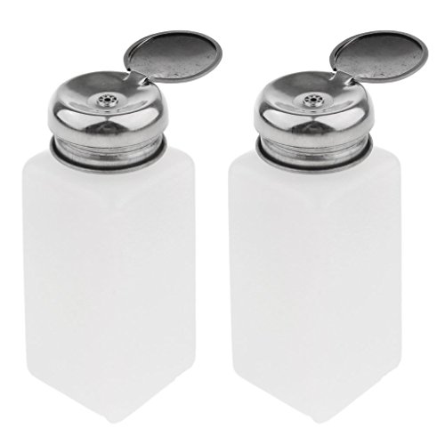 2pcs Push Down Empty Bottle Dispenser for Nail Polish Remover, Pump Dispensers Empty Plastic Bottle for Lip Eye Makeup Remover - White, 250ml