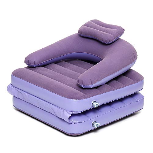 Yishelle Lazy Sofas 2 In 1 Inflatable Lazy Sofa Portable Folding Bed Single Mattresses With Air Pump Outdoor Camping for Adults and Kids (Color : Purple, Size : One size)