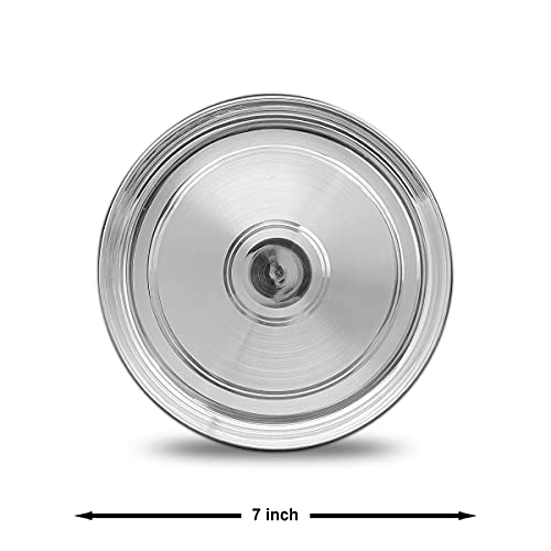 Image of MAA SILVER Pure Silver 7 Inch Pooja Thali for Gifting, Religious & Pooja /Puja Use(97 Purity)(200 Grams)