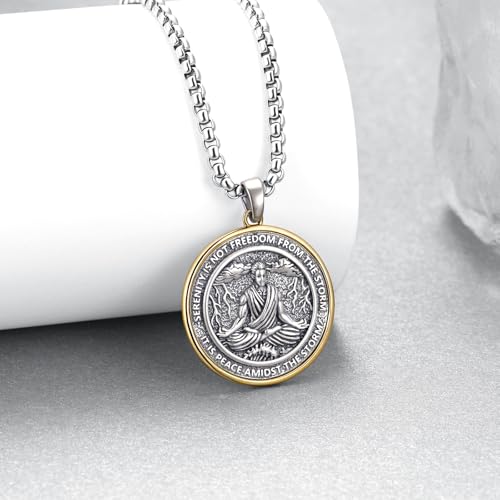 Serenity Prayer Necklace 925 Sterling Silver Sobriety Gifts AA Recovery Necklace Alcoholics Anonymous Jewelry for Men Women2