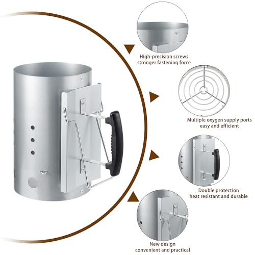 image for E500 Larger Charcoal Chimney Starter with 60Pcs Charcoal Starter, Coal