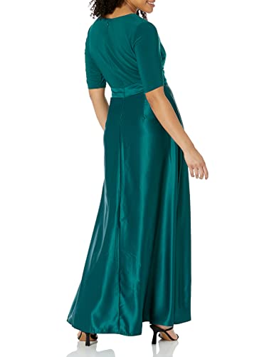 Image of Alex Evenings Women's Satin Ballgown Formal Event Dress with Pockets and Tie Belt (Petite and Regular Sizes)