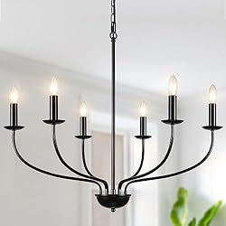 Lampara Araña Negra Leroy Merlin MRHYSWD Lámpara De Araña Negra, Lámpara Araña Techo Vintage Industrial Con Casquillo E14, Lamparas Techo Colgantes Metal 6 Luces Para Salon Dormitorio Cocina Pasillo (No Incluye Bombillas)