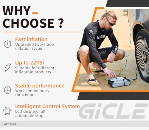 Bild 4 - Sup Board Pumpe Elektrisch,60PSI Sup Pumpe Elektrisch 12V DC,zweistufiges und automatische Abschaltung für Paddleboards,Tragbare Boote,Autos,Fahrräder,Motorräder