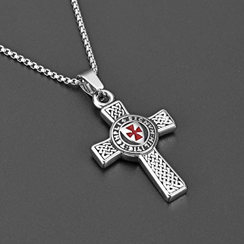 Zysta Stainless Steel Knights Templar Cross Sturdy Women Men's Pendant Necklace with 24 inches Chain Link4