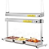 Hiteemer 36-Inch Food Heat Lamp, 1000W Commercial Food Warmer Electric Strip Heater Overhead Stainless Steel Catering Heating Lamp for Buffet Restaurant Parties Kitchen, Silver 115V