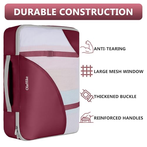 Image of OlarHike 8 Set Packing Cubes for Travel,Gifts for Women Mom,Anti-Tearing Suitcase Organizer,with Over 1000 pcs Mesh Holes,Vacation Essentials & Accessories for Cruise Ship