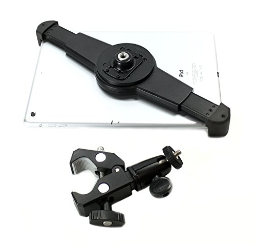 iShot G10 Pro iPad Universal Tablet Tripod Monopod Mic Music Stand Mount + HD Metal Pipe Pole Bar Clamp 1/4-20 Connector for Displays, Musicians, Videos and More - Compatible with iPad & 7-11" Tablets - Thumbnail 6