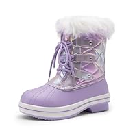 DREAM PAIRS Cozy Kids Snow Boots, Warm & Water-Resistant Winter Boots with Faux Fur for All-Day Play, Non-Slip Mid Calf Boots,Size 3 Little Kid,Light Purple,SDSB2225K