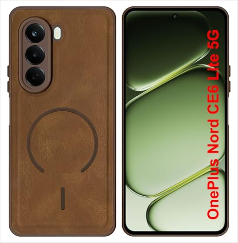 Image of SBMS Back Cover for OnePlus Nord CE6 Lite 5G | Ultra Slim Soft Rubberised Hard Case | Oil Feel Soft Leather Back | Mag-Safe Design (Mag-Safe Not Support) | Camera Protection Case for CE 6 Lite (Brown)