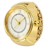 Anello per orologio, orologio da rotondo, orologio portatile, piccoli orologi creativi, look elegante, accessorio alla per uomini e donne, feste, appuntamenti, vacanze, celebrazioni, Oro 1