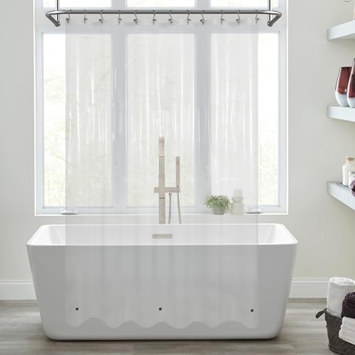 Image of Mrs Awesome Clear Shower Curtain Liner Medium Weight - Shower Curtain Plastic with 3 Magnets for Bathroom, 71x72