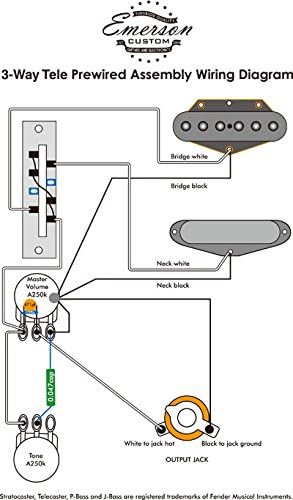 Amazon Emerson Custom Guitars T3 No 3738 ノーマル テレキャスター用配線済みキット サーキット エレキギターボット コンデンサ 楽器 音響機器